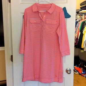 Vineyard Vines Performance dress, knee length, pink and white striped, XL, NWT